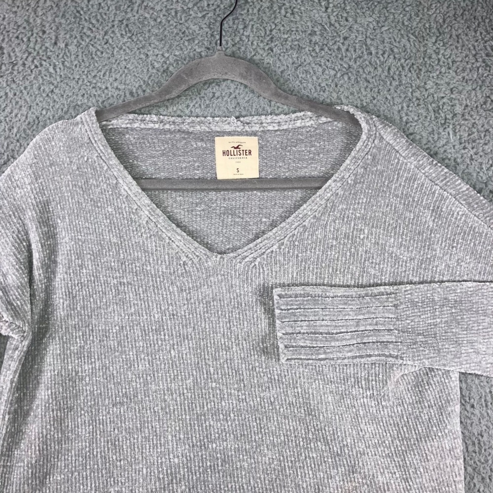 Hollister Chenille Sweater Women Small Oversized V Neck Chunky Soft Cozy